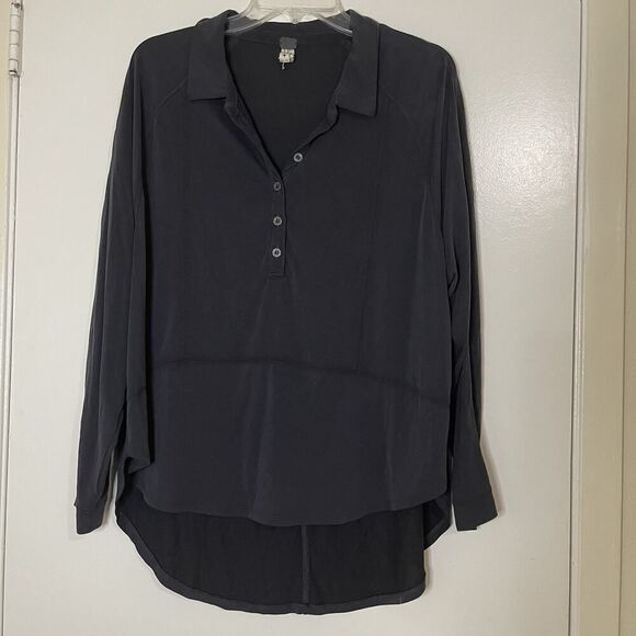 Free People We the Free high low Henley top navy black XS - Picture 6 of 6
